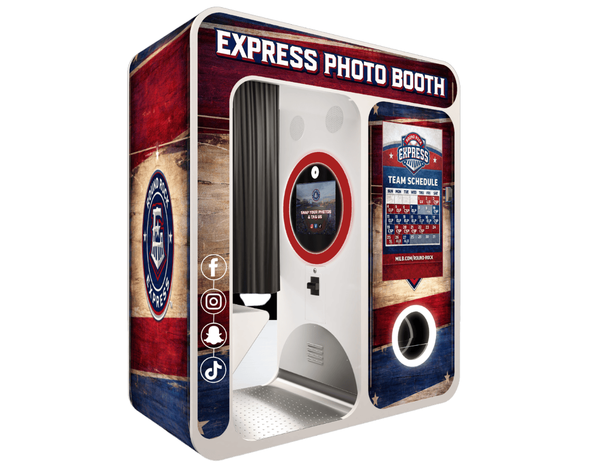 Photoma booth with Round Rock Express wrap